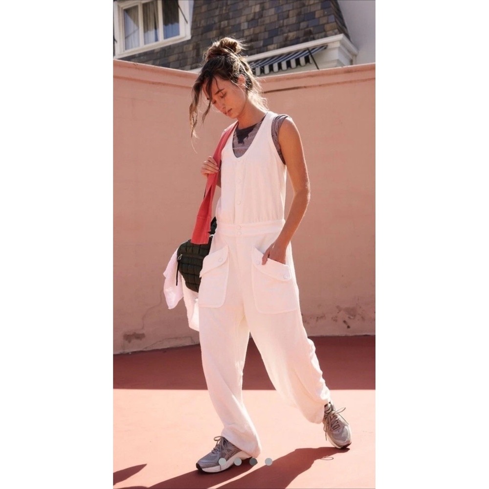 Free People Movement Timko One Piece Pockets Soft Cotton Painted White